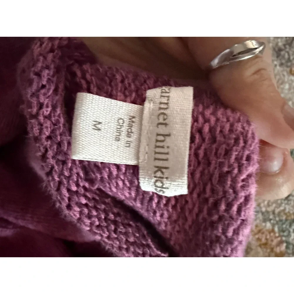 Garnet Hill Kids Purple Pullover & Cat Jack Cream Cardigan Sweater Lot Girls M 8